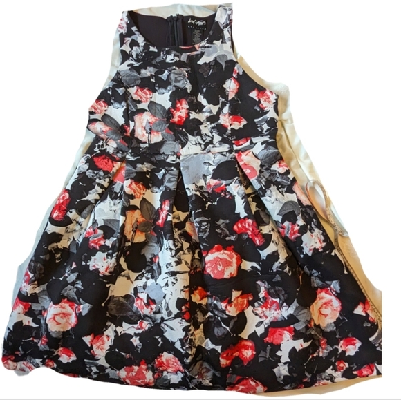 Lord & Taylor szXL foam scuba floral black fit & flare midi retro dress VGUC - Picture 5 of 8